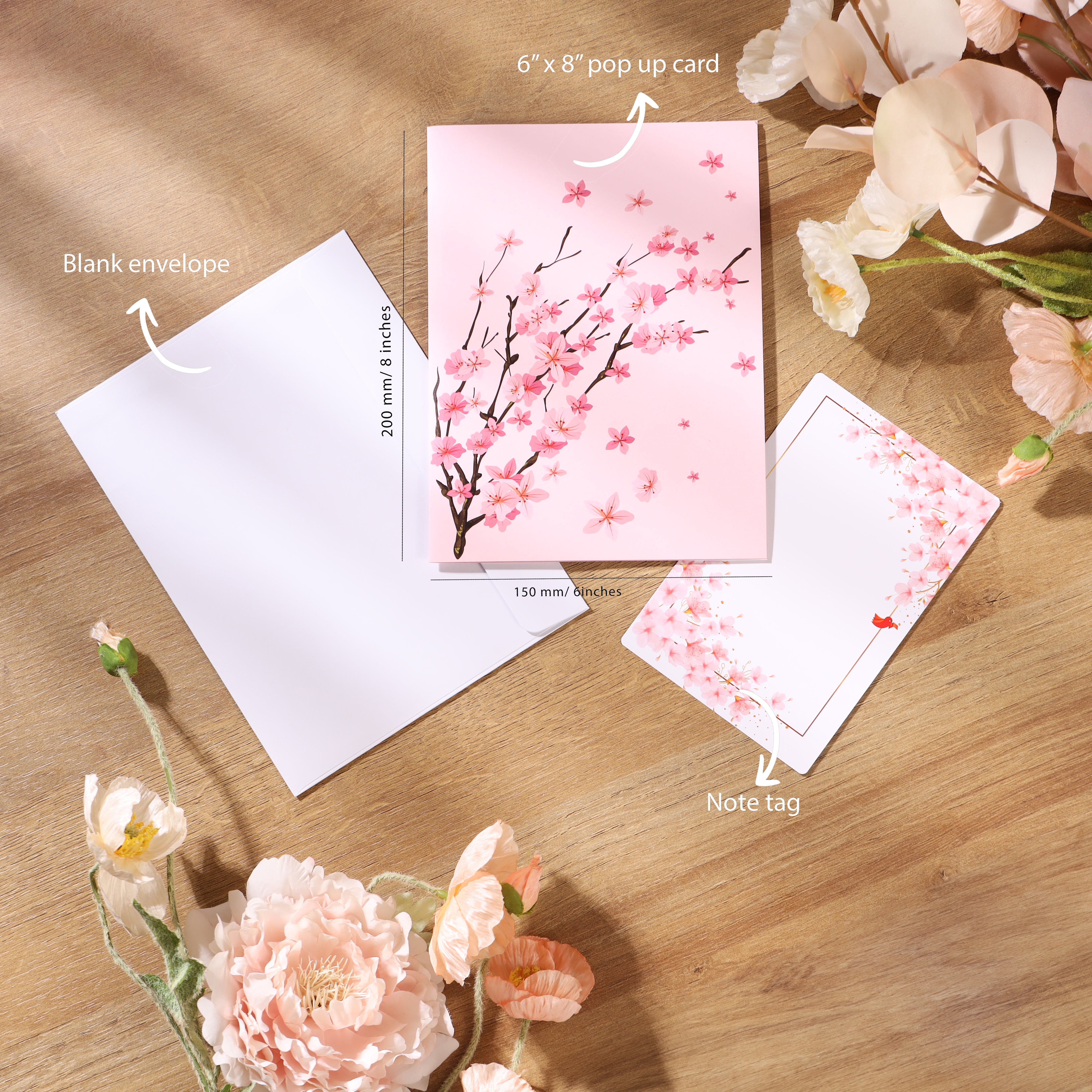 Cherry blossom tree 3D romantic love For Birthday cards, anniversary greeting card, pop up Mothers Day card