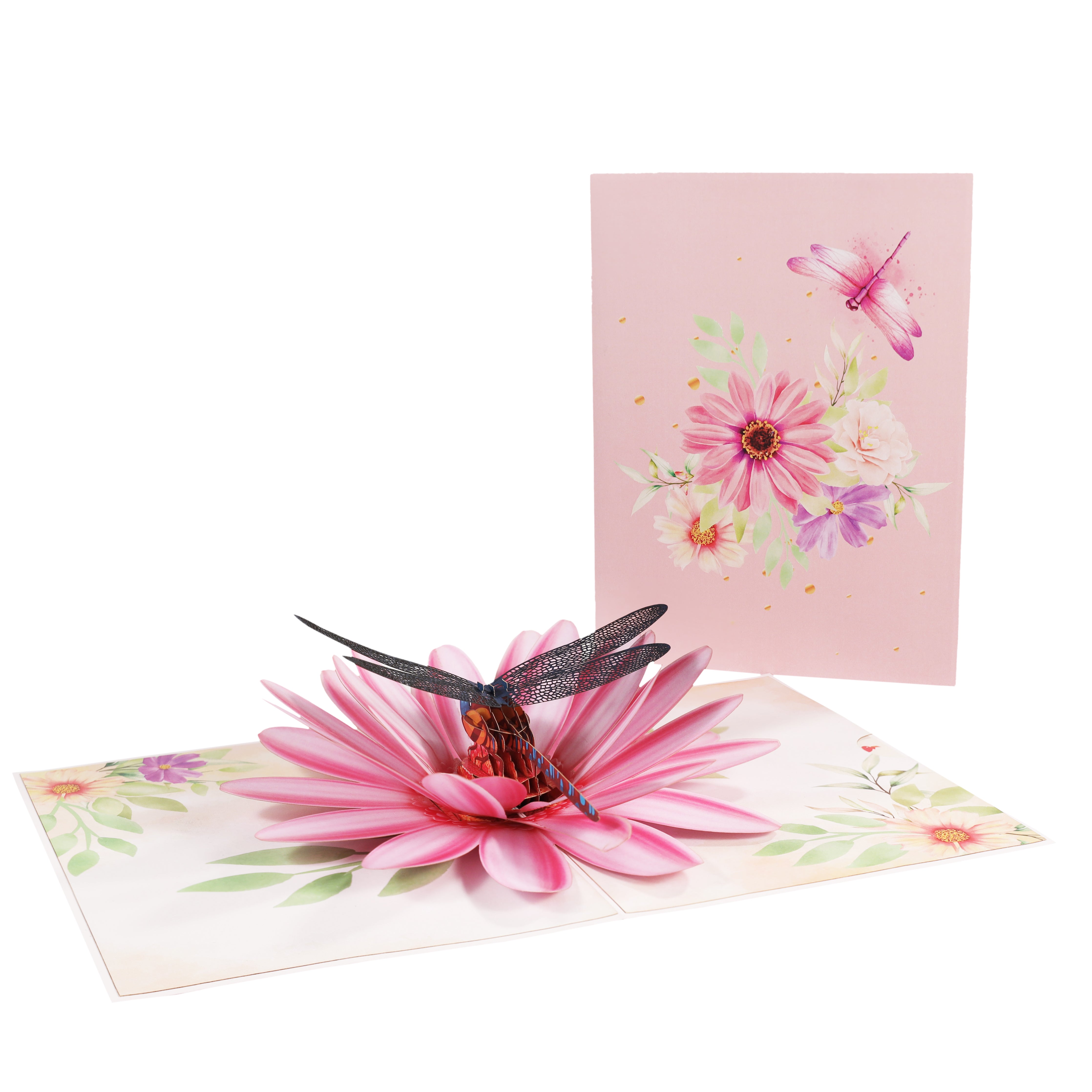 Dragonfly and water lily 3D pop-up card for Birthdays and Mother's Day