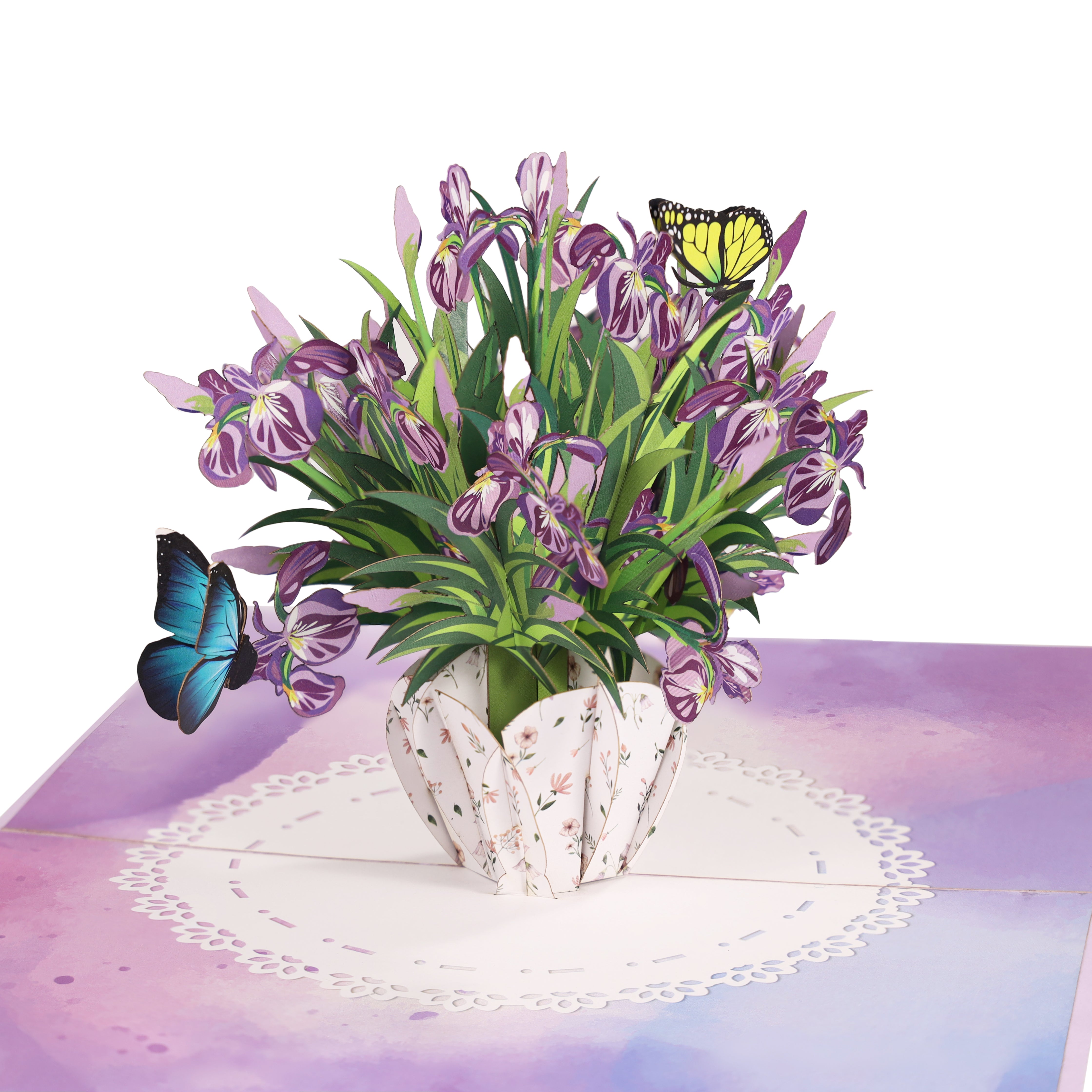 Iris bouquet 3D pop-up card for Birthdays, thank you, and Mother's Day