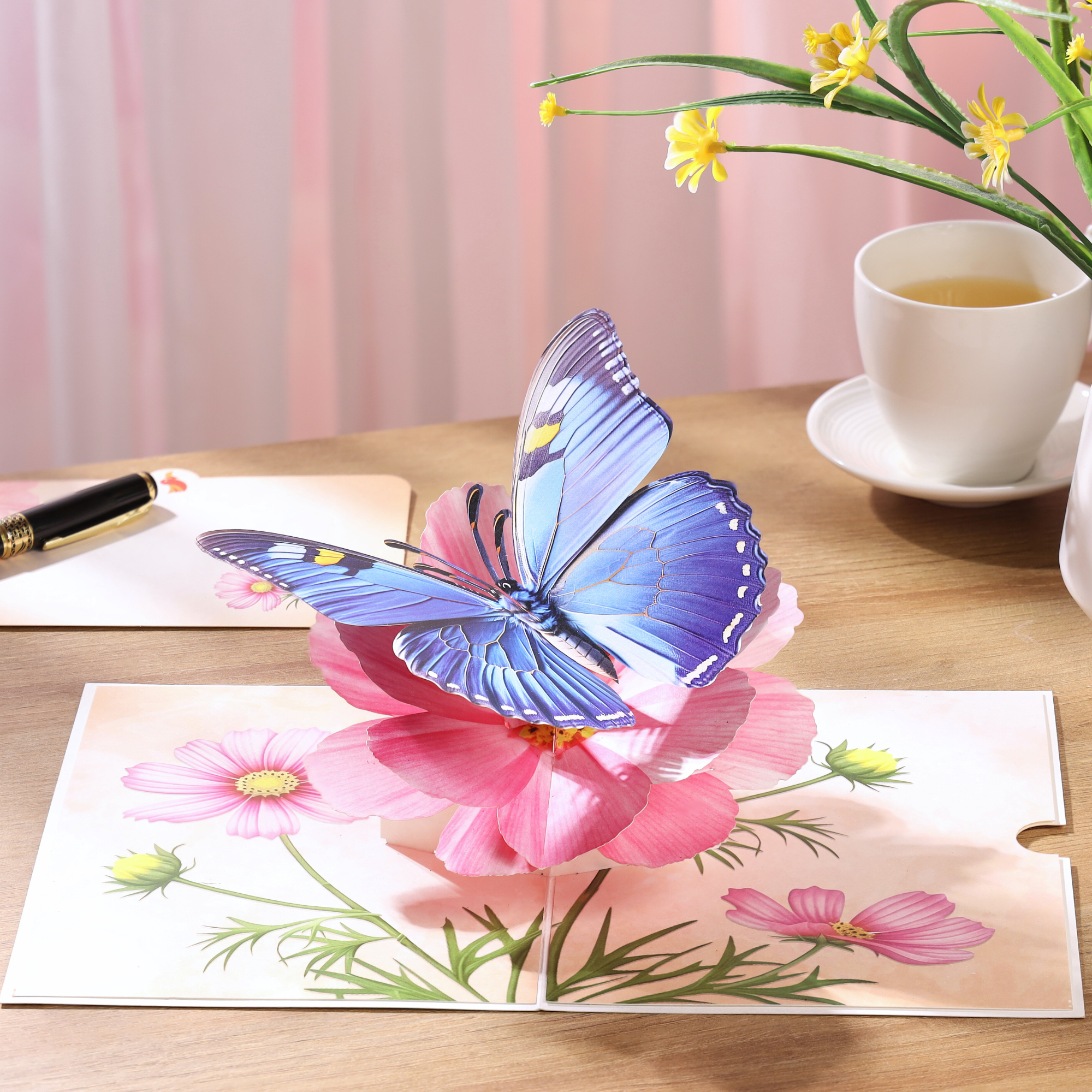 3D butterfly and cosmos flower pop-up Mother's Day card