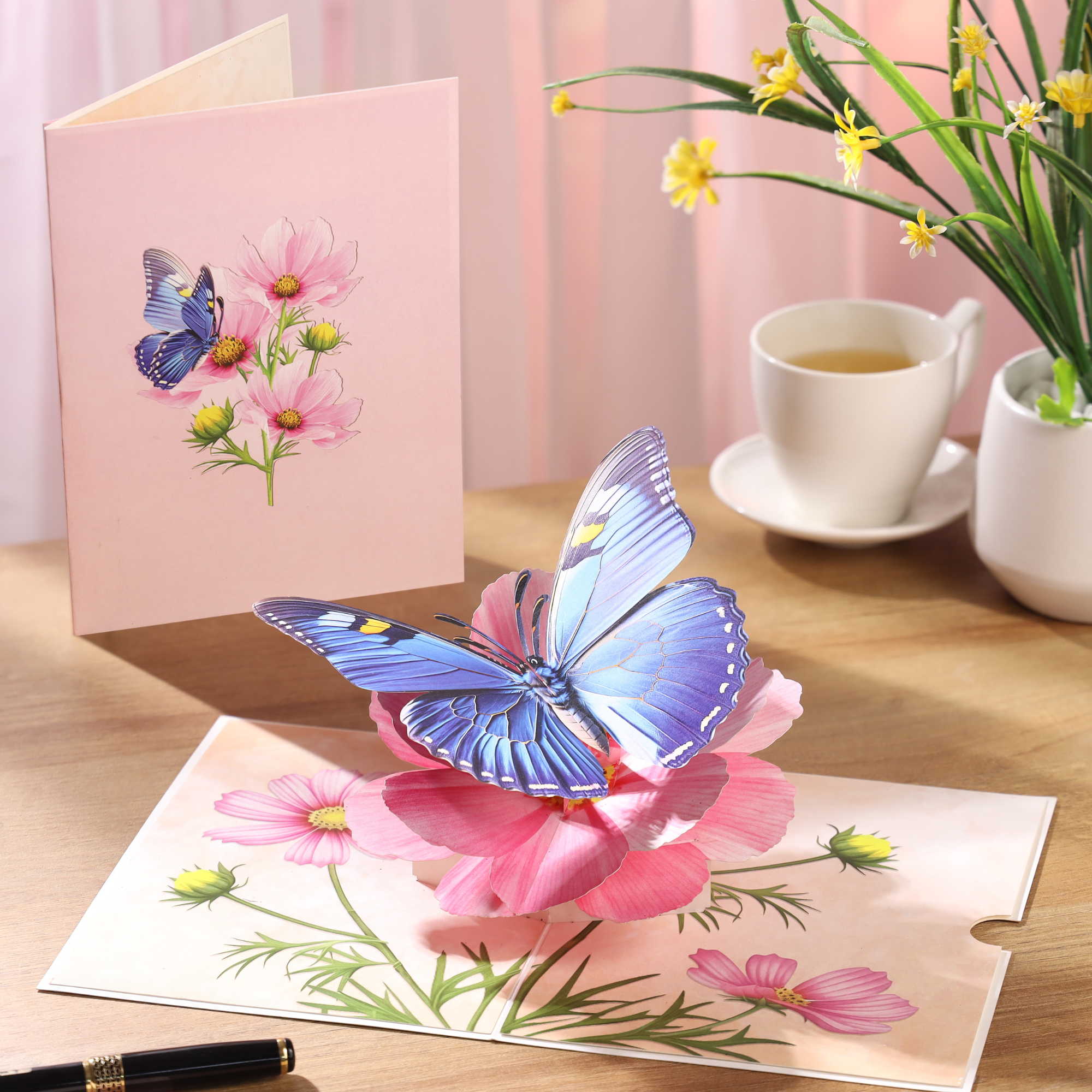 3D butterfly and cosmos flower pop-up Mother's Day card