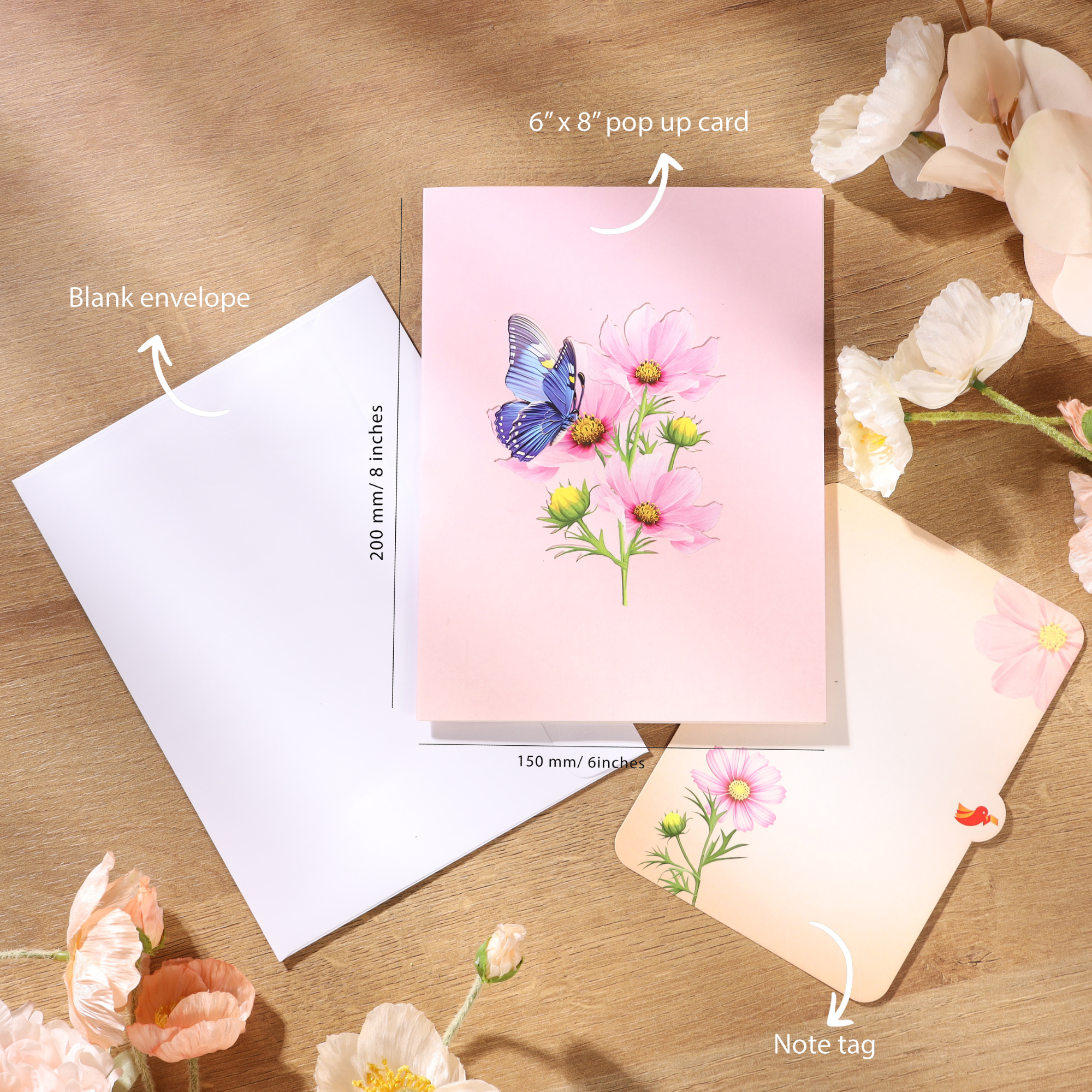 3D butterfly and cosmos flower pop-up Mother's Day card