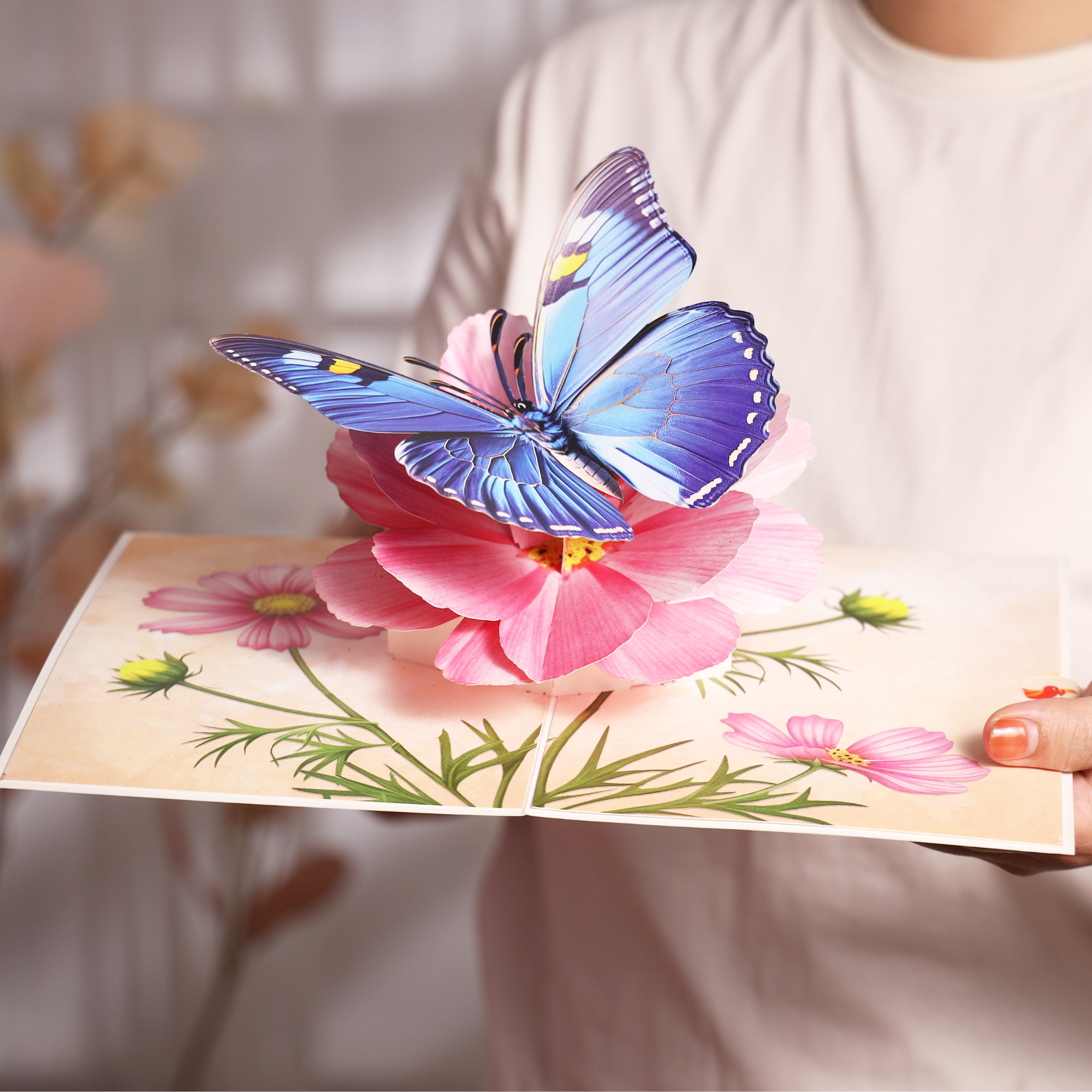 3D butterfly and cosmos flower pop-up Mother's Day card