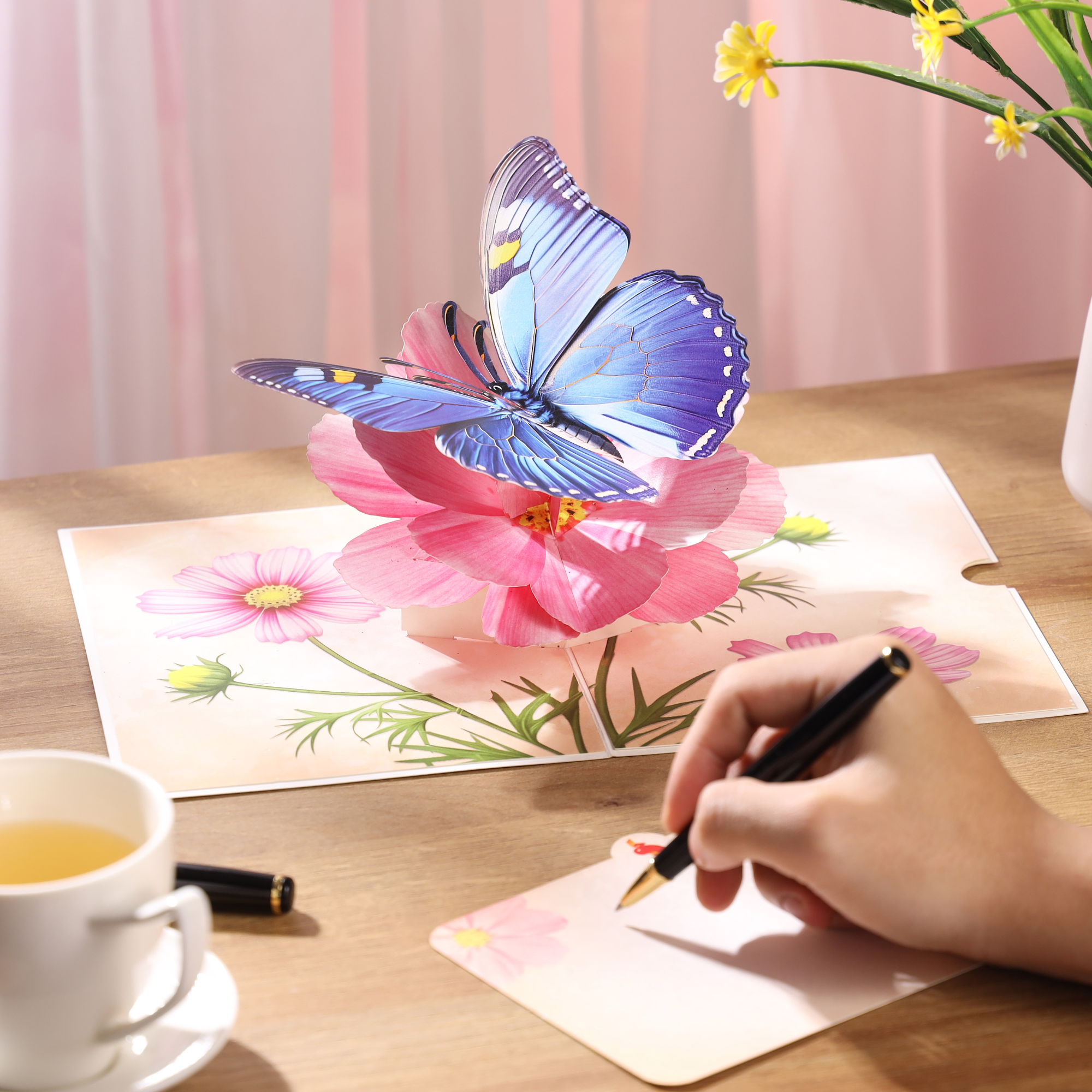 3D butterfly and cosmos flower pop-up Mother's Day card