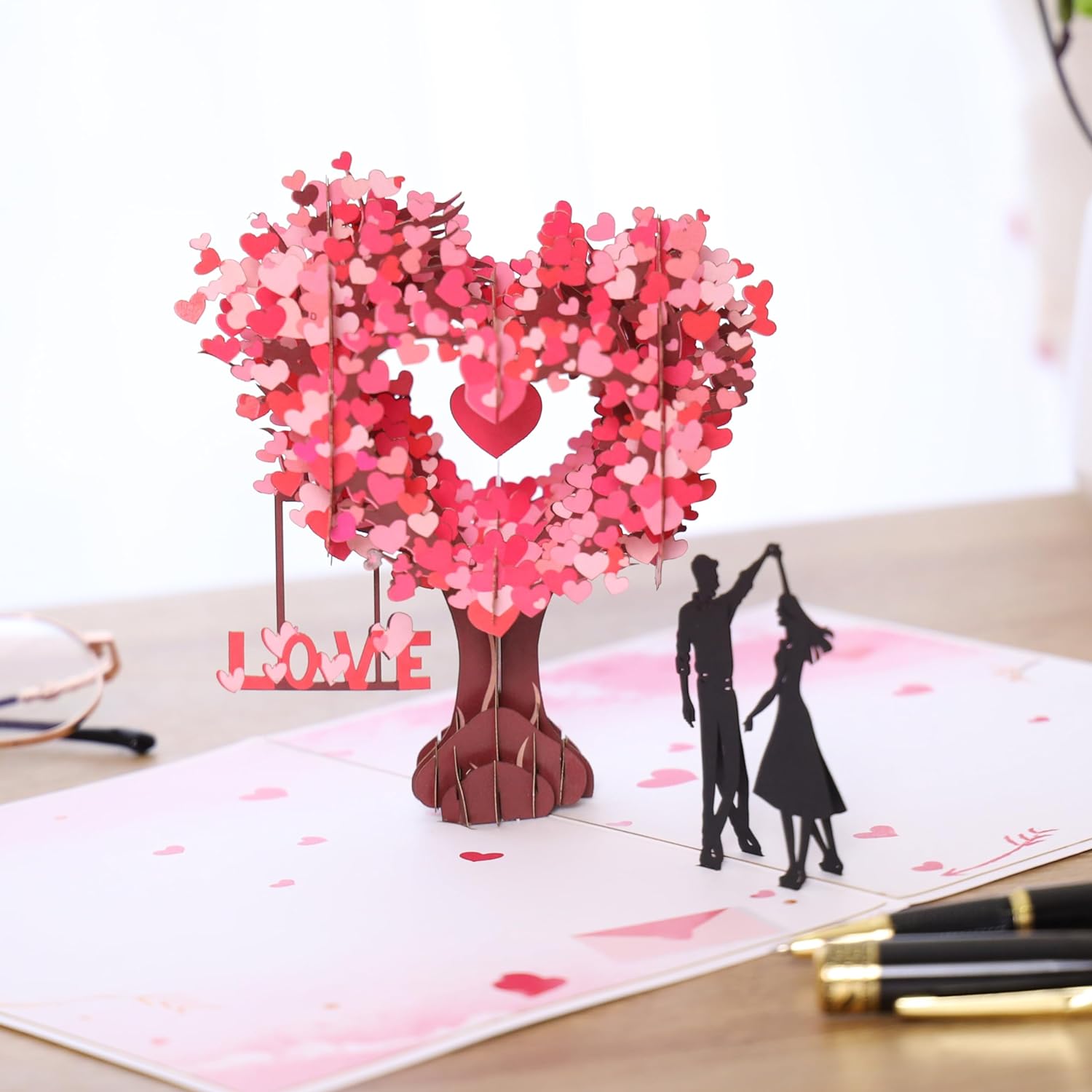 Love tree Valentine's Day pop-up cards - Romantic love greeting card